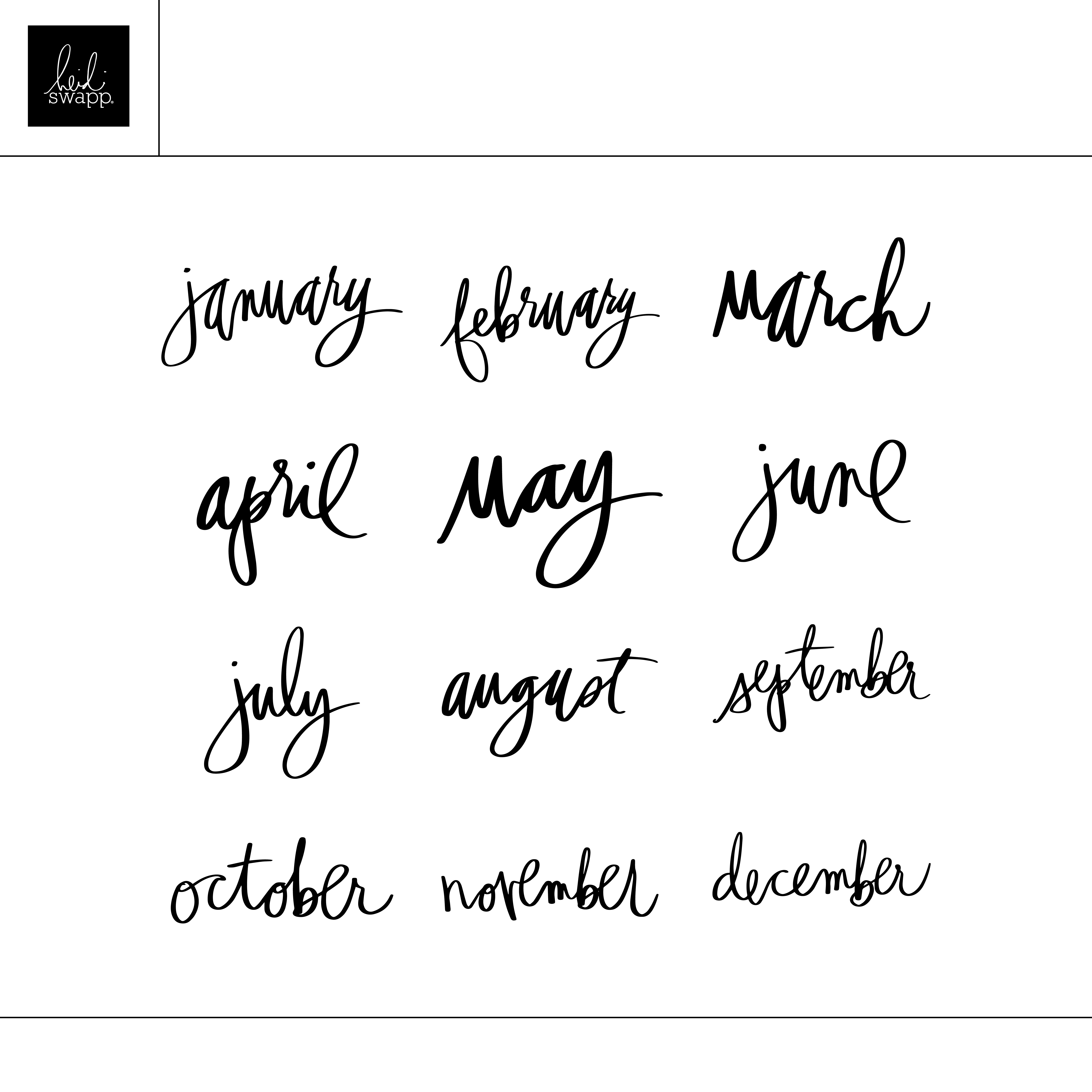 Digital Handwritten Months